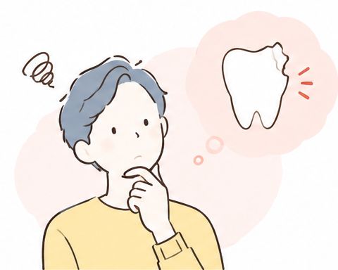 歯の欠損を気にする男性のイラスト